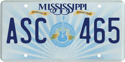 MS license plate ASC465