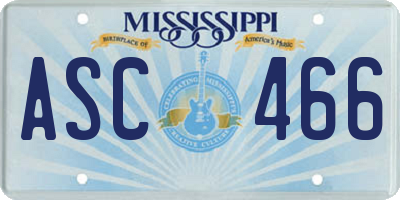MS license plate ASC466