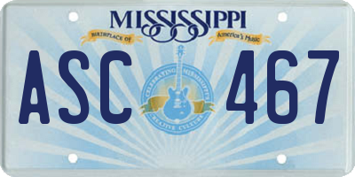 MS license plate ASC467