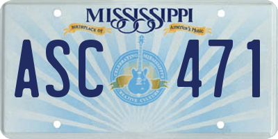MS license plate ASC471
