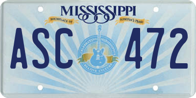 MS license plate ASC472