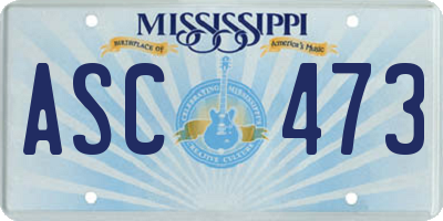 MS license plate ASC473