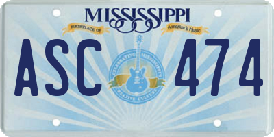 MS license plate ASC474