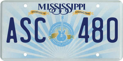 MS license plate ASC480