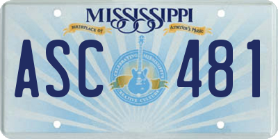 MS license plate ASC481