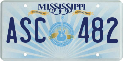 MS license plate ASC482