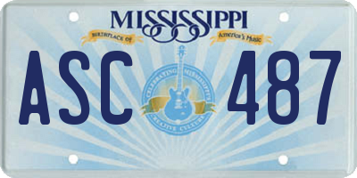 MS license plate ASC487