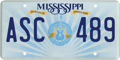 MS license plate ASC489