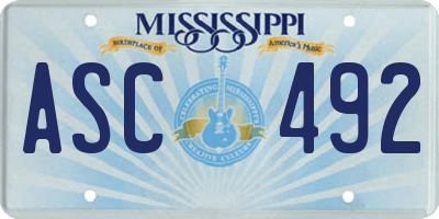 MS license plate ASC492