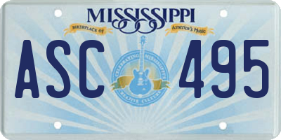 MS license plate ASC495
