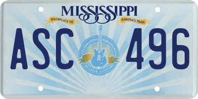 MS license plate ASC496