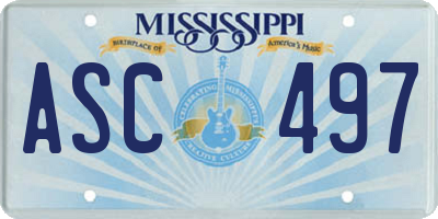 MS license plate ASC497