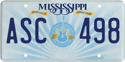 MS license plate ASC498