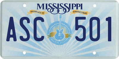 MS license plate ASC501
