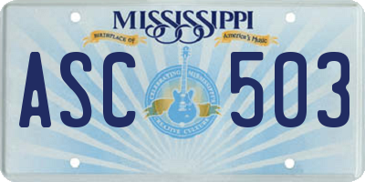 MS license plate ASC503