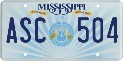 MS license plate ASC504