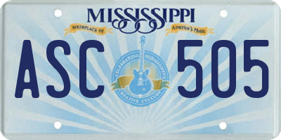 MS license plate ASC505