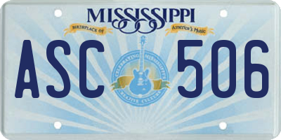 MS license plate ASC506