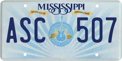 MS license plate ASC507