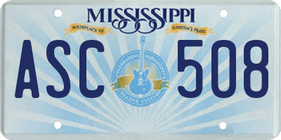 MS license plate ASC508
