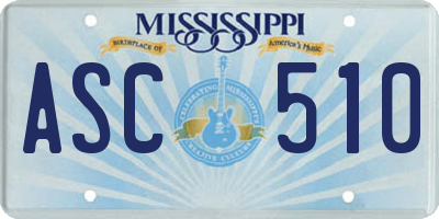 MS license plate ASC510