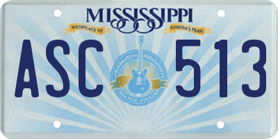 MS license plate ASC513