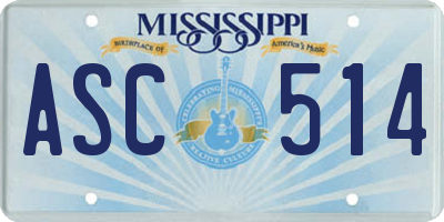 MS license plate ASC514
