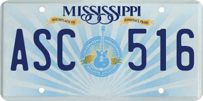MS license plate ASC516
