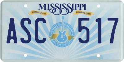 MS license plate ASC517