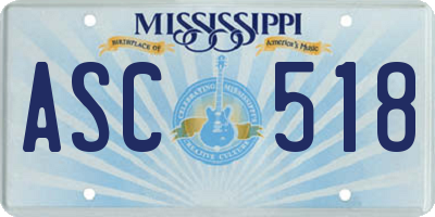 MS license plate ASC518