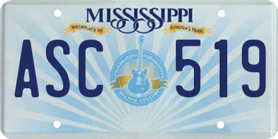 MS license plate ASC519