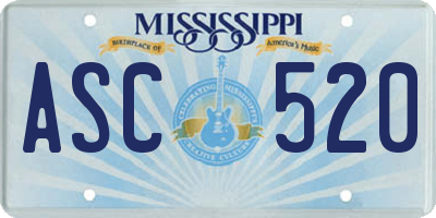 MS license plate ASC520