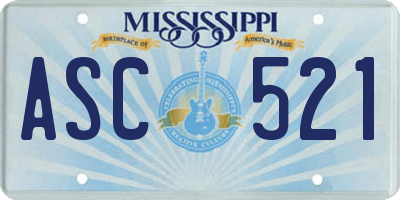 MS license plate ASC521