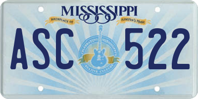 MS license plate ASC522
