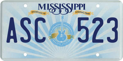 MS license plate ASC523