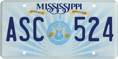 MS license plate ASC524