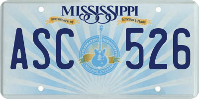 MS license plate ASC526