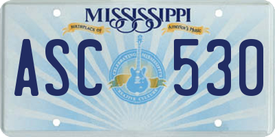 MS license plate ASC530