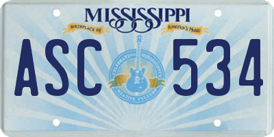 MS license plate ASC534