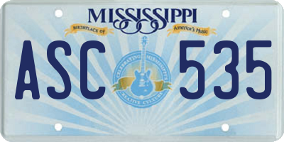 MS license plate ASC535