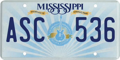 MS license plate ASC536