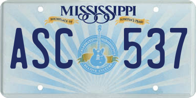 MS license plate ASC537