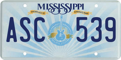 MS license plate ASC539