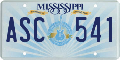 MS license plate ASC541