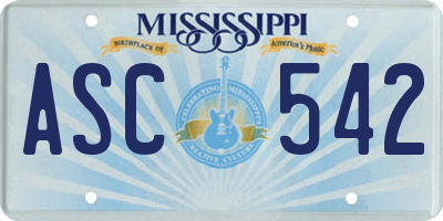 MS license plate ASC542