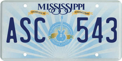 MS license plate ASC543