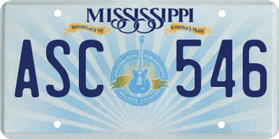 MS license plate ASC546
