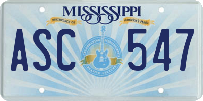 MS license plate ASC547