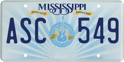 MS license plate ASC549