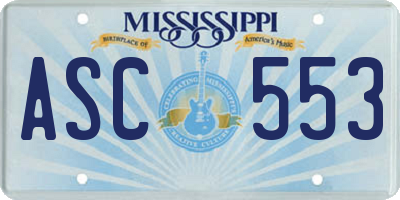 MS license plate ASC553